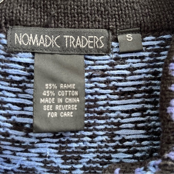 Nomadic Traders Cardigan Sweater Nordic Silver Button Ombre Blue Zip Jumper‎ S - Picture 2 of 11